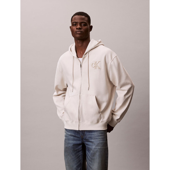 Calvin Klein Ανδρική ζακέτα Velvet Monogram Zip Thru Hoodie